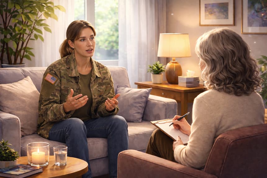 Veteran client receiving support